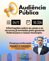 Câmara realizará Audiência Pública com Secretário Federal Maneco Hassen