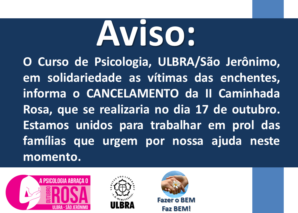 Cancelamento da II Caminhada Rosa