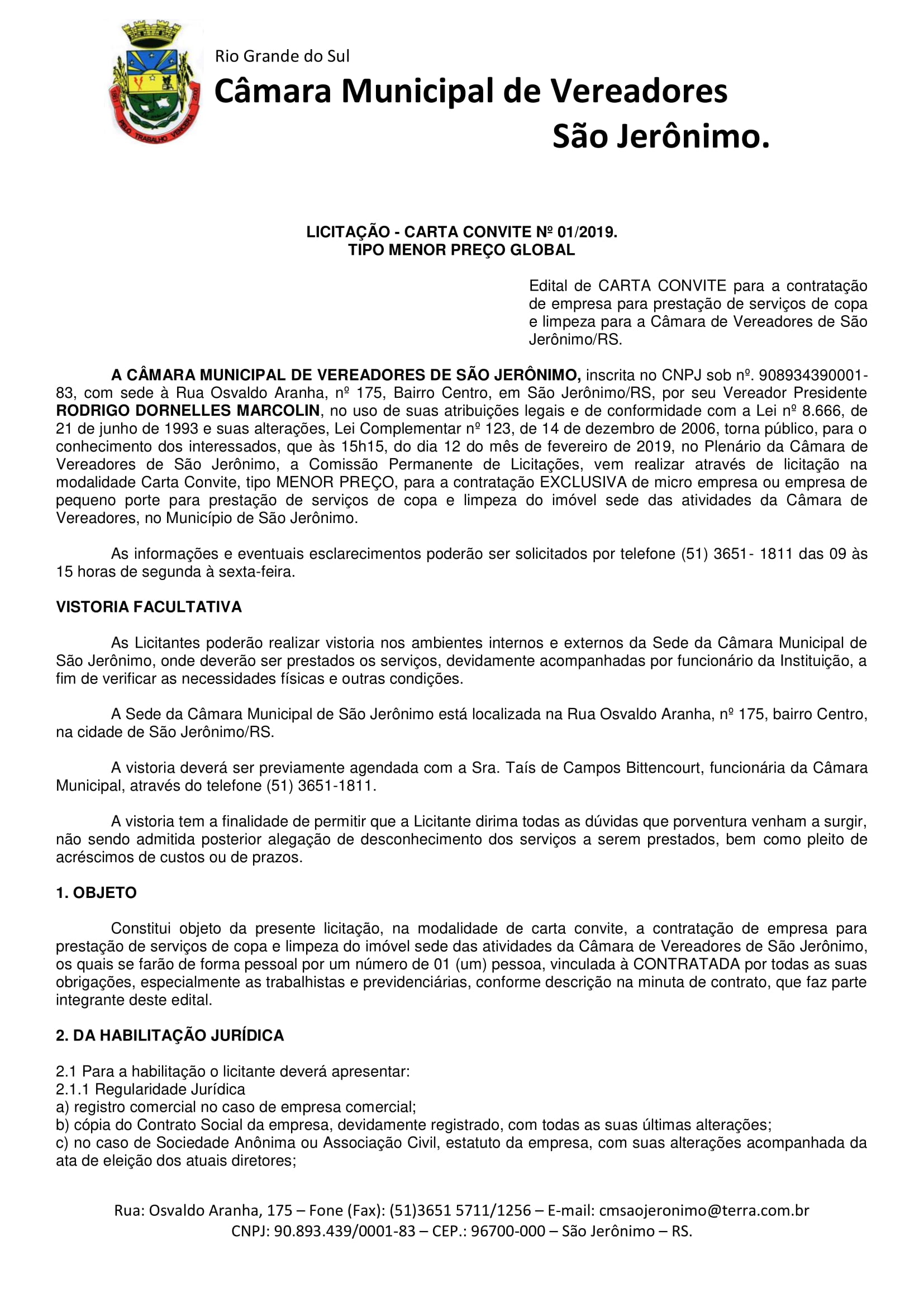 Carta Convite Limpeza