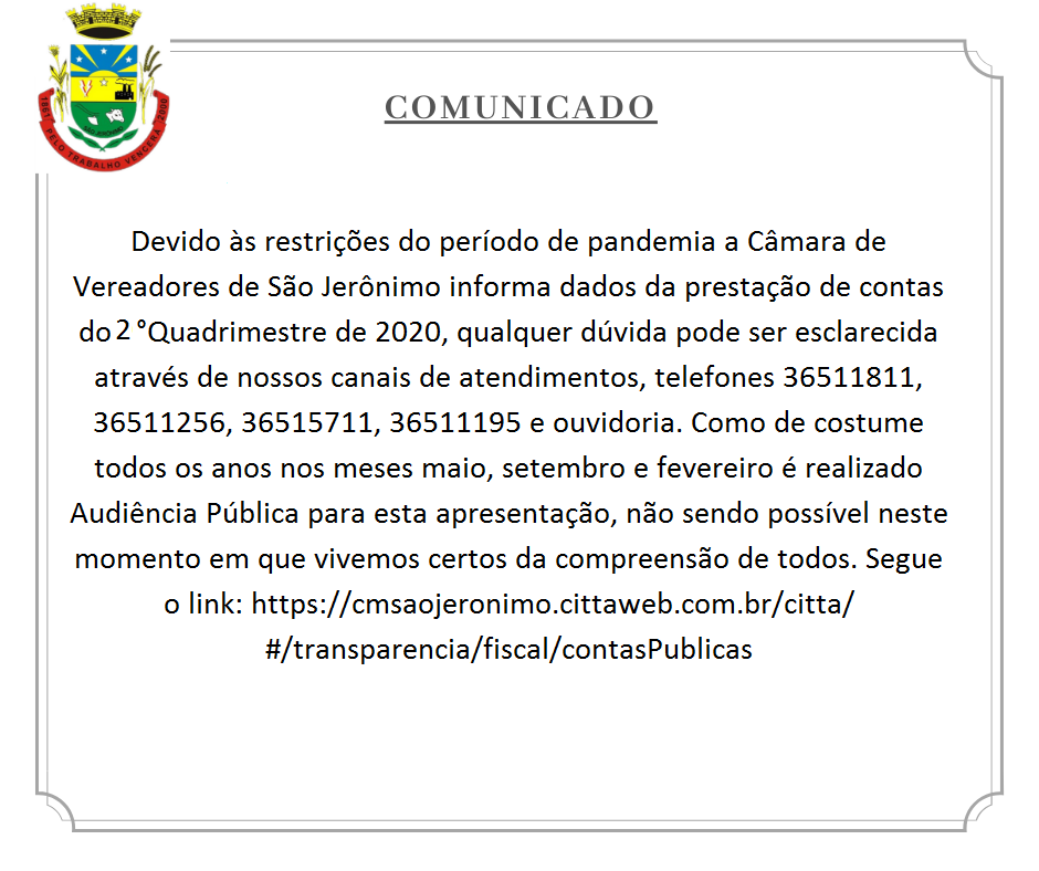 Comunicado 2° Quadrimestre