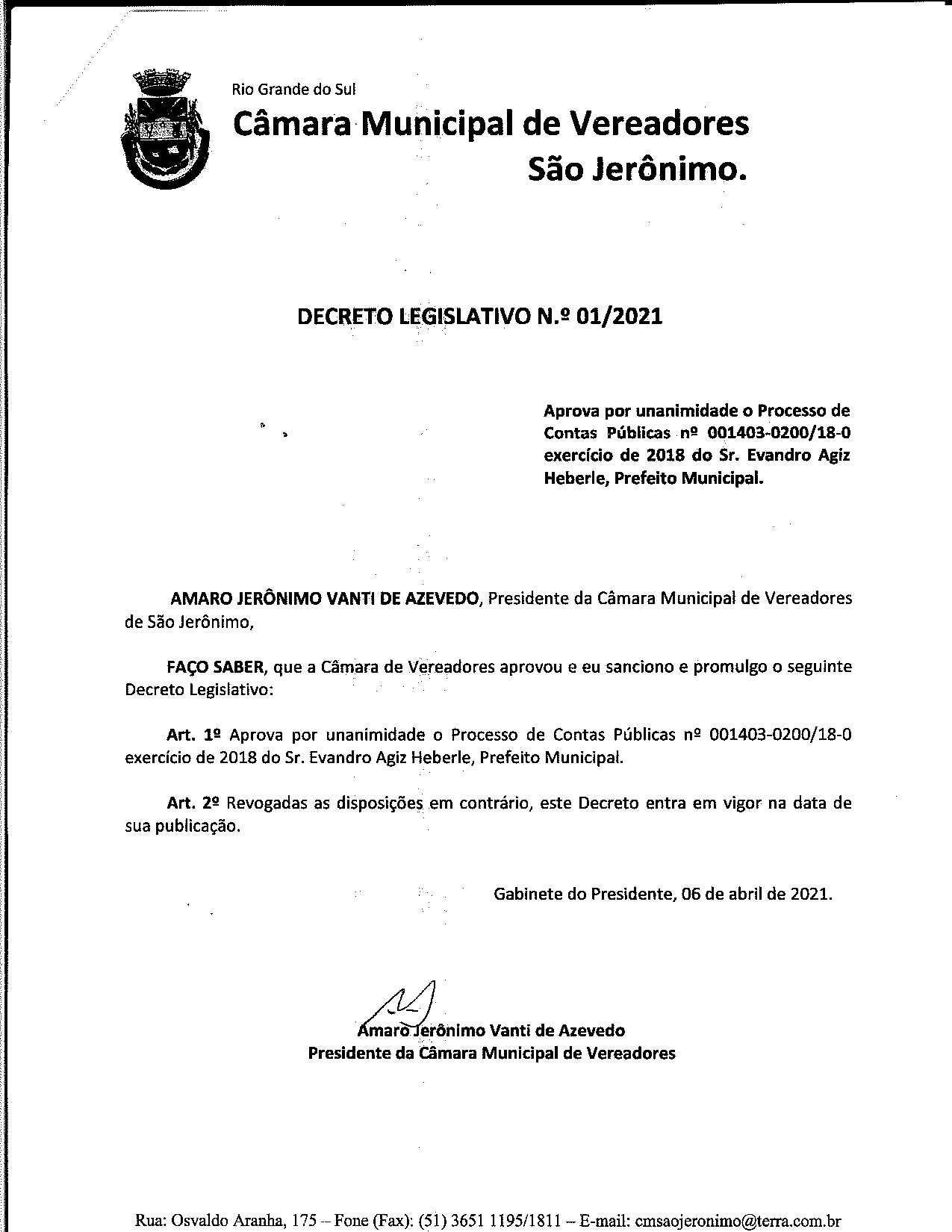 Decreto Legislativo N° 01/2021