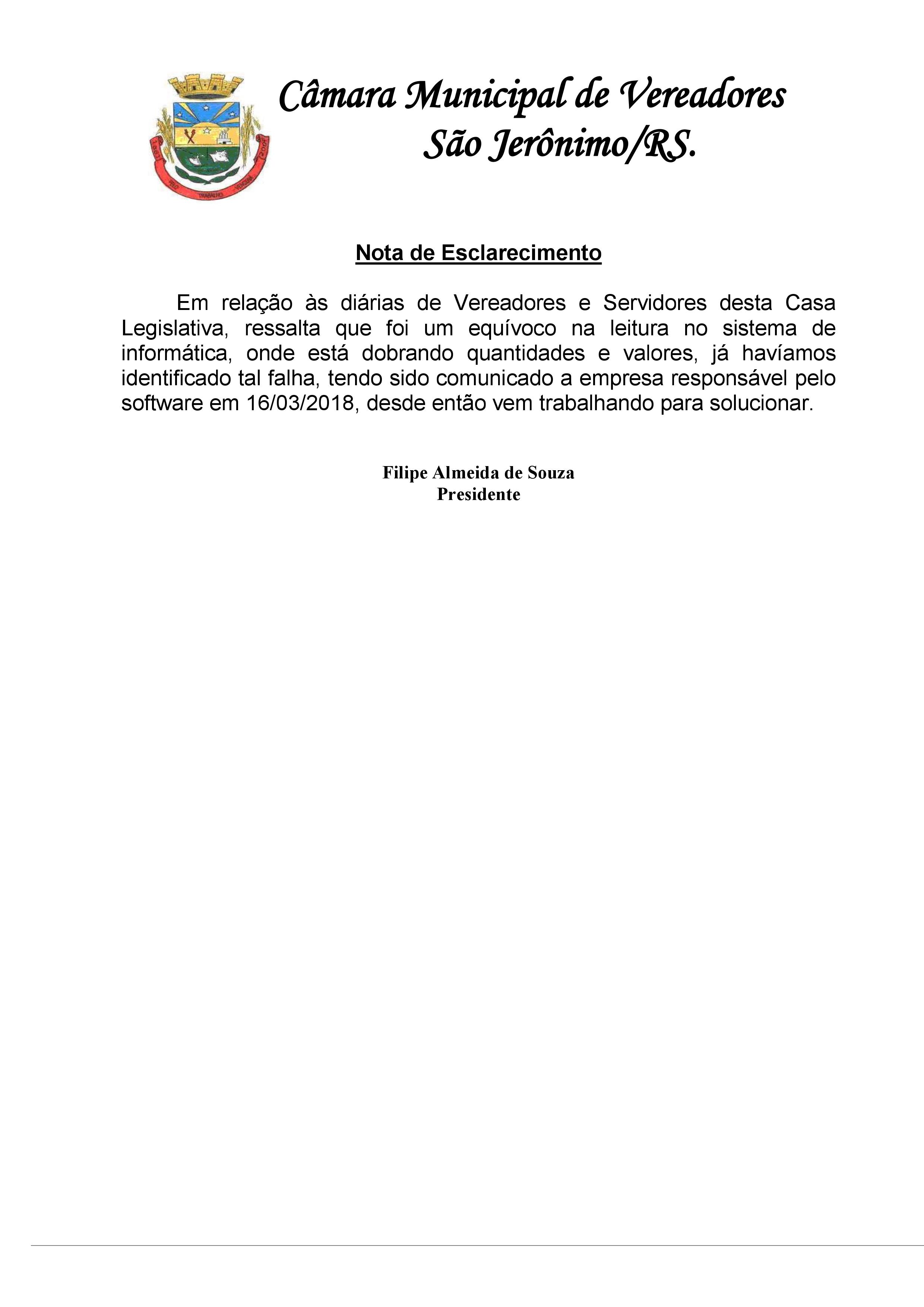 Nota de Esclarecimento 