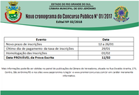 Novo cronograma do Concurso Público Nº01/2017